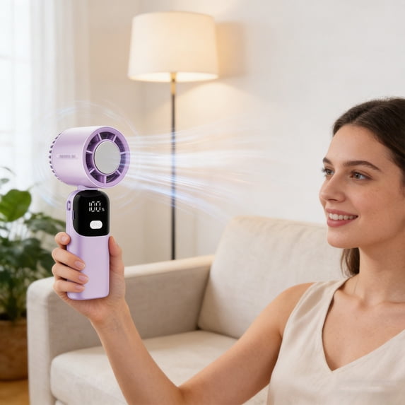 Handheld Fan Mini Powerful Wind Digital Display Long-Range Battery-Powered Portable Outdoor Usb Fan