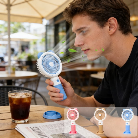 Handheld Fan,Mini USB Rechargeable Portable Small Fan with Three Wind Speeds,Quiet Operation Cooling Fan for Outdoor Teen Daily Use,Lightweight Compact Summer Fan(Brown)