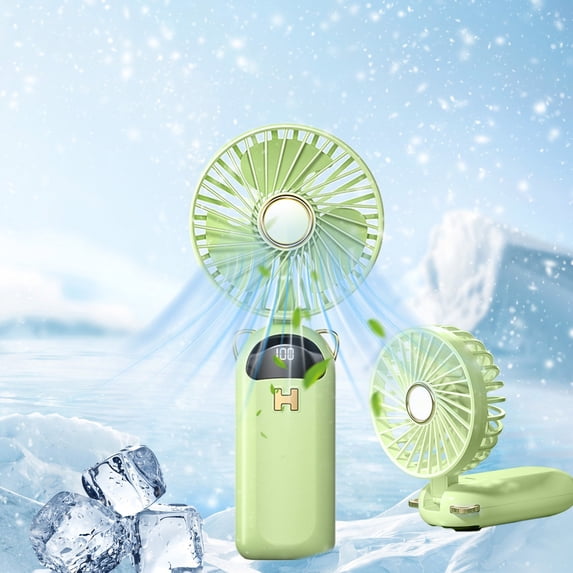 Handheld Fan, Portable Fan, 2000mAh USB Rechargeable Personal Fan, 180° Foldable Mini Desk Fan, 5Wind Speed, LCD Digital Display, Lanyard as Neck Fan, Ultra Quiet, Pocket Size for Indoor Outdoor