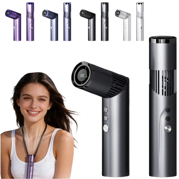 Handheld Fan Portable Handheld Turbo Fan Foldable Neck Fun Flashlight Design for Travel Summer Concerts Rechargeable Digital Display