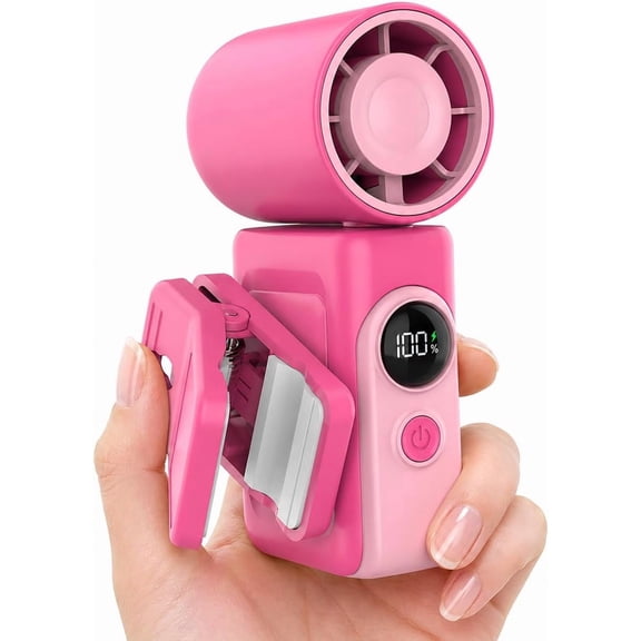 Handheld Fan Portable, Mini Fan,Handheld/Clip-on Dual Mode,4-Speed & long lasting,USB-C Fast Charge & Power Display,compact for Outdoor/Commute/Office/Travel/Stroller,Gifts for Women men
