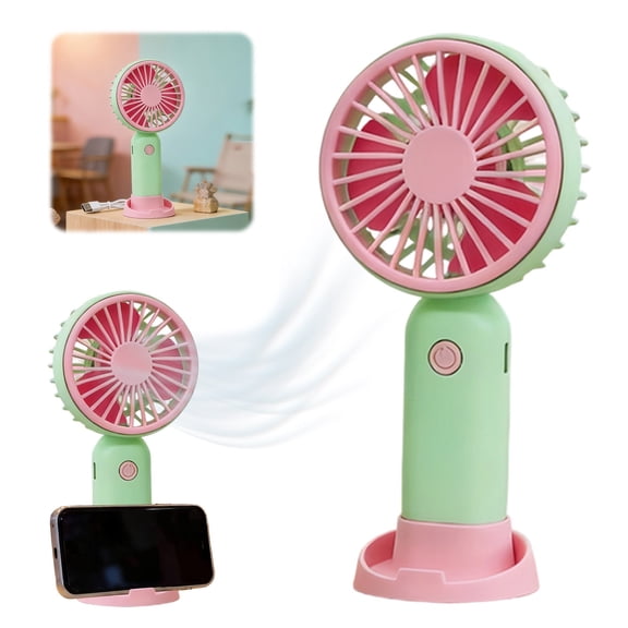 Handheld Fan Portable Usb Rechargeable, Small Personal Fan with 3 Speeds, Quiet Cooling Fan for Home Office Outdoor Travel, Lightweight Pocket Fan for Women Men, A Set of Green Handheld Mini Fans