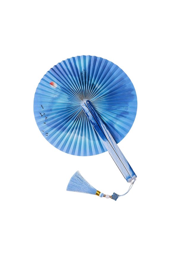 Handheld Fan With Pendant Vintaged Round Design Magnetic Folding Fan For Weddings Dance And Home Decoration
