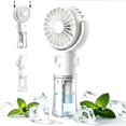 thumbnail image 1 of Handheld Fan with Water Cooling - 4 Levels Portable Mini Fan,Small, 3-in-1 Foldable USB Hand Fan, Portable Fan for Summer, Travel, Outdoor, White, 1 of 6