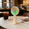 Handheld Fan with lights Simple Small Fans Usb Charging Hand Ventilator with Base Practical Cooling Tool for Home Work Outdoor