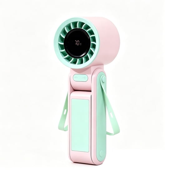 Handheld Fans That Blow Cold Air Summer Color-Block Foldable Lanyard Fan Stepless Speed Regulation Neck-Hanging Desktop Handheld Mini High-Speed Fan for Home,Office,Kitchen,Dorm Use