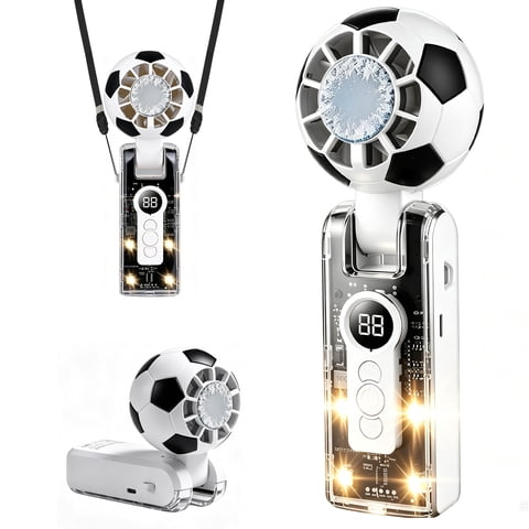 KIMHY Portable Fan with Cooling Plate, 3600 mAh Handheld Turbo Fan with LED Display, Personal Neck Fan with LED Light for Traveling, Camping, Concert