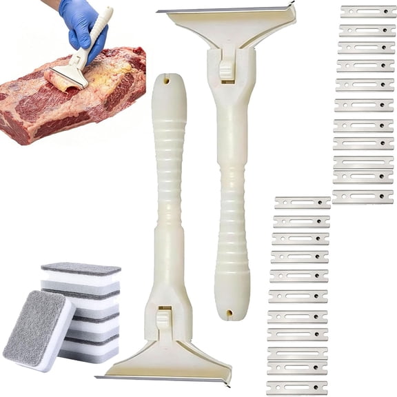 Handheld Fat Trimmer for Beef & Pork, Stainless Meat Scraper (2+3.9in)