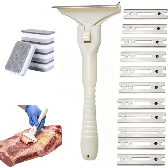 Handheld Fat Trimmer for Beef & Pork, Stainless Meat Scraper (3.9 in)