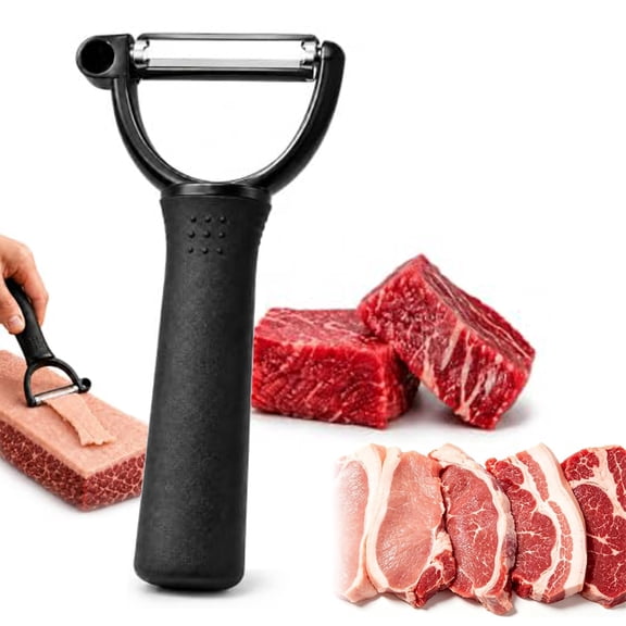 Handheld Fat Trimmer for Beef & Pork, Vegetable Peeler, Meat Cutter Handheld with Curved Handle and Stainless Steel Blade for Meat Fat Cutting