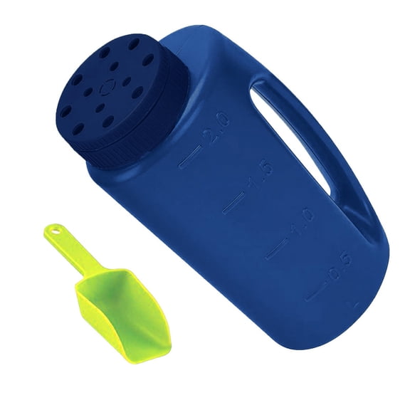 Handheld Fertilizer Shaker Bottle with Handle 2L Capacity Plastic Dispensing Container for Garden Lawn Seed Feed Powder Granules