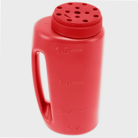 Handheld Fertilizer Spreader Hand Held Grass Seed Spreader Crop Spreading Salt Sowing Pot Thick Plastic Material Wide Applications Labor Saving Sturdy Structure (Red)