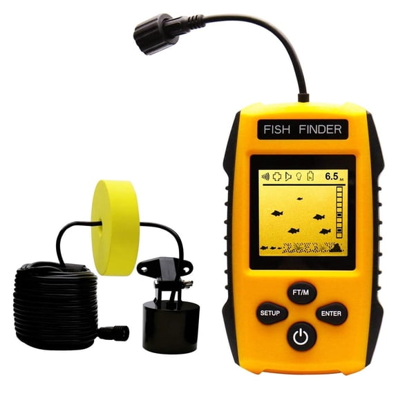 Handheld Fish Finder Portable Fish Depth Finder Fishing Gear with Sonar Transducer and LCD Display ,Power of Simple