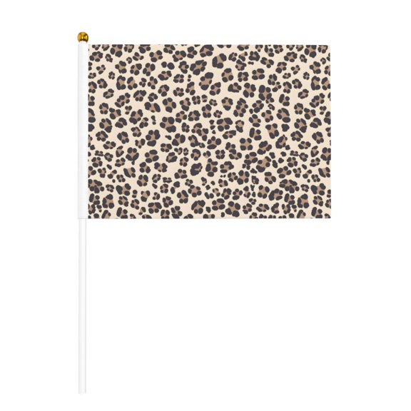 Handheld Flag Double-Sided Hand Waving Flag 8.2×5.5in Used For Team Activities Or Decoration In Decorative Places Leopard_1 Six Piece