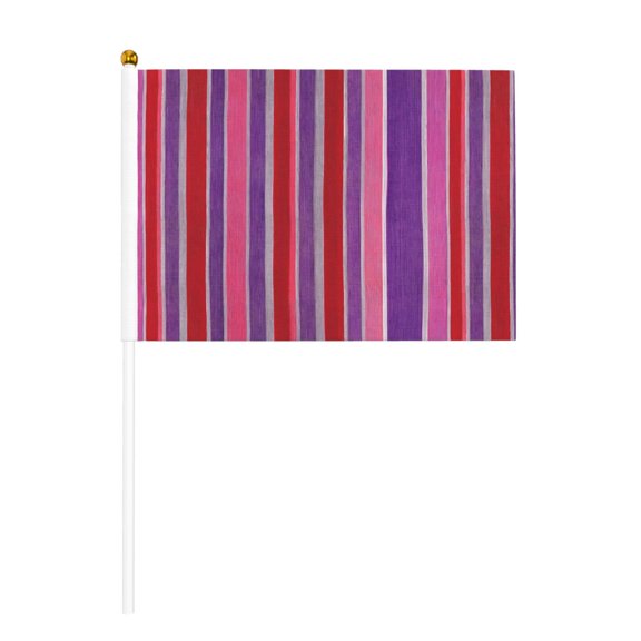 Handheld Flag Double-Sided Hand Waving Flag 8.2×5.5in Used For Team Activities Or Decoration In Decorative Places Mediumvioletred Stripe_1 Six Piece