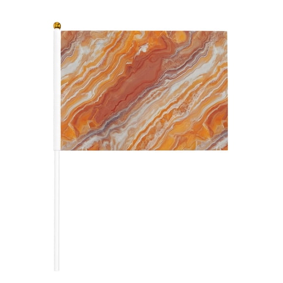 Handheld Flag Double-Sided Hand Waving Flag 8.2×5.5in Used For Team Activities Or Decoration In Decorative Places Orangered Marble_3 Six Piece