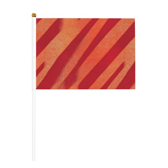 Handheld Flag Double-Sided Hand Waving Flag 8.2×5.5in Used For Team Activities Or Decoration In Decorative Places Orangered Stripe_3 Six Piece