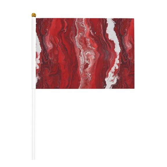 Handheld Flag Double-Sided Hand Waving Flag 8.2×5.5in Used For Team Activities Or Decoration In Decorative Places Red Marble_1 Six Piece