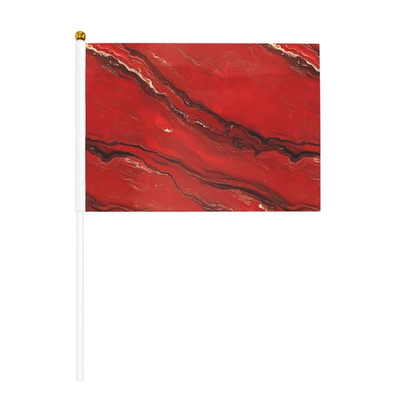 Handheld Flag Double-Sided Hand Waving Flag 8.2×5.5in Used For Team Activities Or Decoration In Decorative Places Red Marble_2 Ten Piece