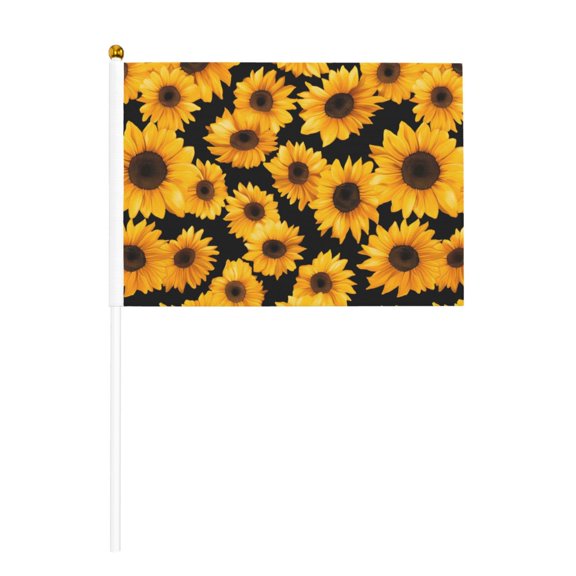 Handheld Flag Double-Sided Hand Waving Flag 8.2×5.5in Used For Team Activities Or Decoration In Decorative Places Yellow Sunflowers Six Piece
