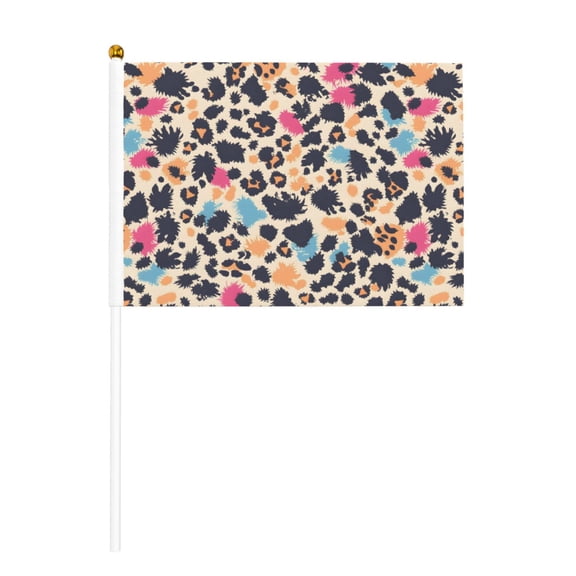 Handheld Flag Double-Sided Hand Waving Flag 8.2×5.5in Used For Team Activities Or Decoration In Decorative Places Animal Print Style Mediumorchid_2 Six Piece