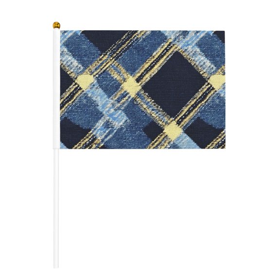 Handheld Flag Double-Sided Hand Waving Flag 8.2×5.5in Used For Team Activities Or Decoration In Decorative Places Argyle Plaid Cornflowerblue_1 Six Piece