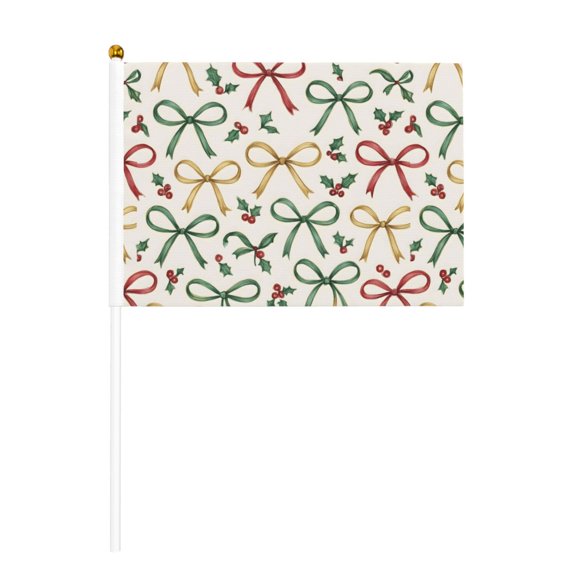 Handheld Flag Double-Sided Hand Waving Flag 8.2×5.5in Used For Team Activities Or Decoration In Decorative Places Festive Thin Holiday Ribbon Bow Pattern Six Piece