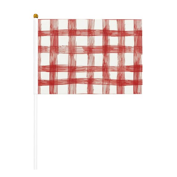 Handheld Flag Double-Sided Hand Waving Flag 8.2×5.5in Used For Team Activities Or Decoration In Decorative Places Indianred Checked Hand-Drawn Sketch_1 Six Piece