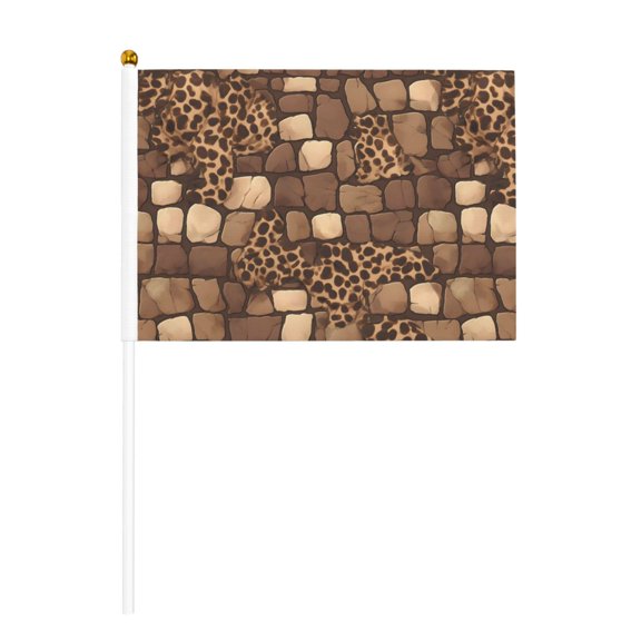 Handheld Flag Double-Sided Hand Waving Flag 8.2×5.5in Used For Team Activities Or Decoration In Decorative Places Leopard Skin Print Style Firebrick_3 Six Piece