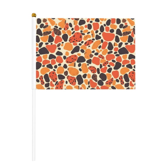 Handheld Flag Double-Sided Hand Waving Flag 8.2×5.5in Used For Team Activities Or Decoration In Decorative Places Leopard Skin Print Style Orangered_3 Six Piece