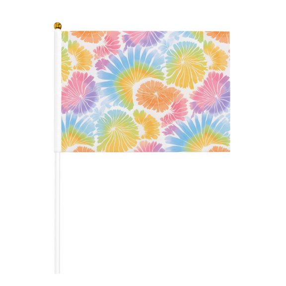 Handheld Flag Double-Sided Hand Waving Flag 8.2×5.5in Used For Team Activities Or Decoration In Decorative Places Lightslategray Tie-Dye Background Vibrant Colors And Swirling (2) Ten Piece