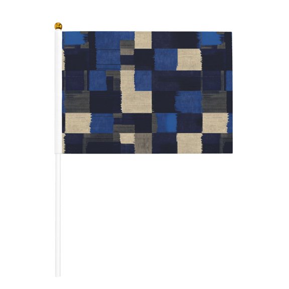 Handheld Flag Double-Sided Hand Waving Flag 8.2×5.5in Used For Team Activities Or Decoration In Decorative Places Plaid Fall Camo Royalblue_3 Six Piece
