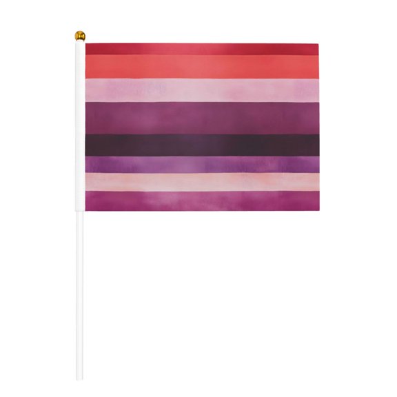 Handheld Flag Double-Sided Hand Waving Flag 8.2×5.5in Used For Team Activities Or Decoration In Decorative Places Purplish Red Stripe_82927_2 Ten Piece