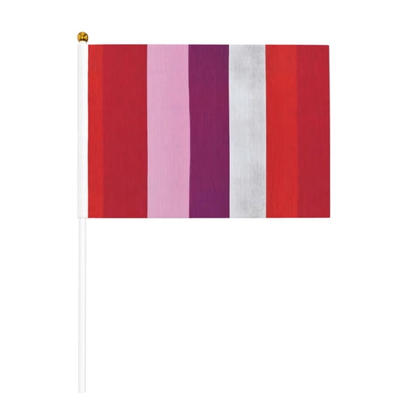 Handheld Flag Double-Sided Hand Waving Flag 8.2×5.5in Used For Team Activities Or Decoration In Decorative Places Purplish Red Stripe_82927_4 Six Piece