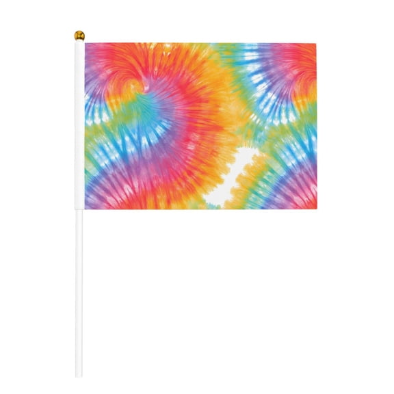 Handheld Flag Double-Sided Hand Waving Flag 8.2×5.5in Used For Team Activities Or Decoration In Decorative Places Red Tie Dye Background Rainbow Colors Six Piece