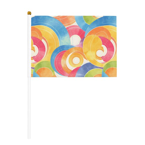 Handheld Flag Double-Sided Hand Waving Flag 8.2×5.5in Used For Team Activities Or Decoration In Decorative Places Rosybrown Tie-Dye Background Vibrant Colors And Swirling Patterns Ten Piece