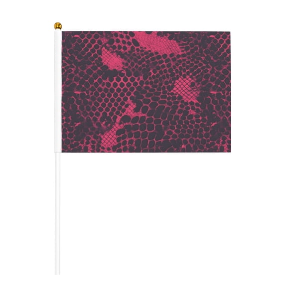Handheld Flag Double-Sided Hand Waving Flag 8.2×5.5in Used For Team Activities Or Decoration In Decorative Places Snake Skin Print Style Palevioletred_2 Six Piece