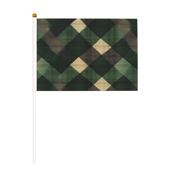 Handheld Flag Double-Sided Hand Waving Flag 8.2×5.5in Used For Team Activities Or Decoration In Decorative Places Springgreen Buffalo Plaid Check Tartan Scotland_3 Six Piece