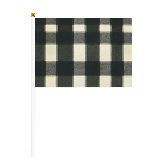 Handheld Flag Double-Sided Hand Waving Flag 8.2×5.5in Used For Team Activities Or Decoration In Decorative Places Springgreen Buffalo Plaid Check Tartan Scotland_99154_1 Six Piece