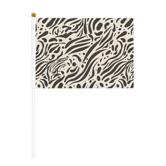 Handheld Flag Double-Sided Hand Waving Flag 8.2×5.5in Used For Team Activities Or Decoration In Decorative Places Zebra Skin Print Style Saddlebrown_1 Six Piece