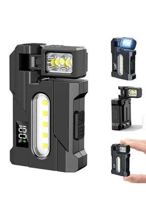Handheld Flashlight 400 Lumens – Super Bright Rechargeable Mini Light with 180° Rotatable Magnet, 3 Modes Dual Light, Portable Pocket Torch with Keychain for Outdoor Emergency Camping, 2PCS