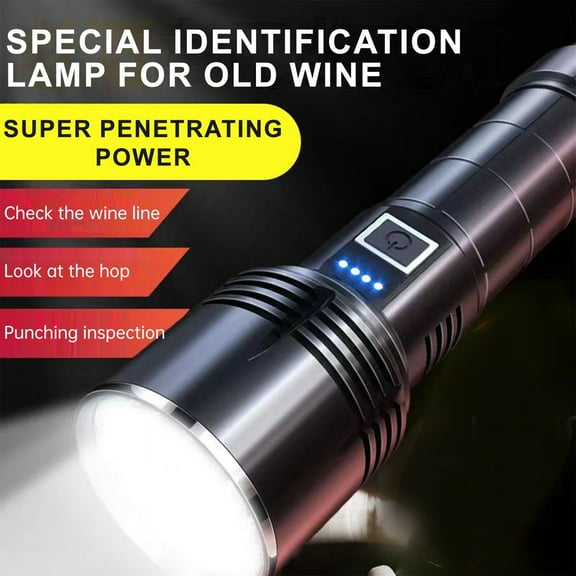 Handheld Flashlight Clearance Solar Flashlight, Strong Light Charging, Outdoor Bright, High-power Long-range, Portable Household Patrol Flashlight With Side Lights