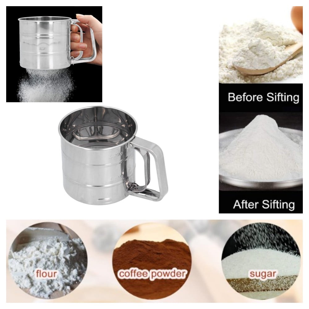 Handheld Flour Sifter Hand Crank Flour Sifter Stainless Steel Flour