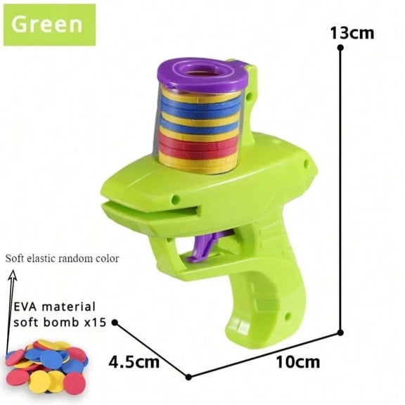 Handheld Foam Frisbee Launcher - A fun indoor and outdoor shooting game, perfect for a birthday present or school prize (green)