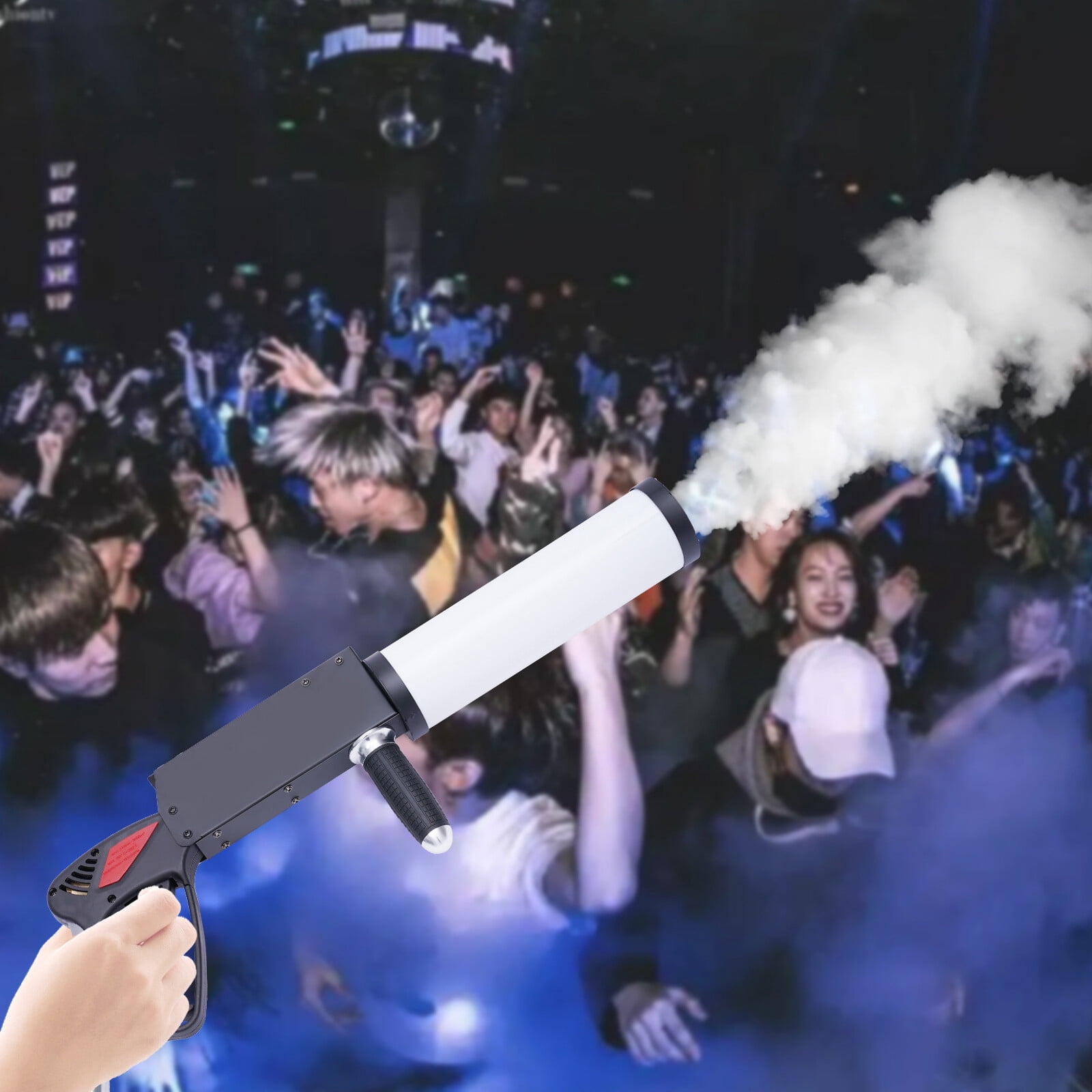 Handheld Fog Gun LED CO2 Fog Cannon Special Effects Fog Machine Gun Party Bar DJ