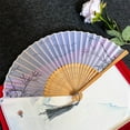 thumbnail image 1 of Handheld Folding Fan - Floral Print Silk Fabric with Bamboo Ribs, Compact Foldable Design for Wedding, Dance, Summer Cooling, Traditional Chinese Style Decorative Fan with Tassel, Gift, 1 of 4