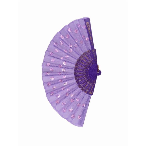 Handheld Folding Fan for Weddings and Summer Parties Charming Spanish Style Design (purple)