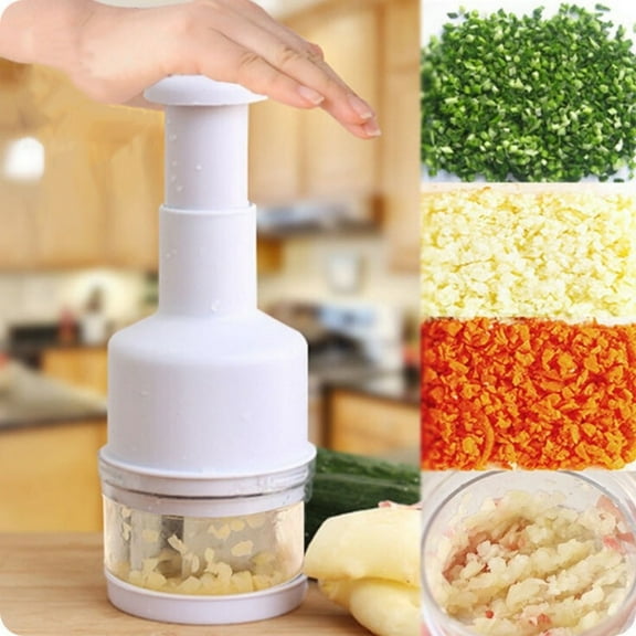 Handheld Food Chopper (Stainless Steel) -Sharp Cutter Blades-Mincer,Dicer,Slicer of Onions,Vegetables,Garlic,Fruits,Multifunctional,Kitchen Tools,Green,Detachable+w Baffle