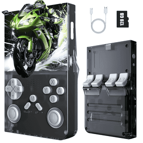 Handheld Game Console with 8000+ Classic Games, 128GB SD Card, 3.5 IPS Screen, Dual-Core 1.2GHz, 2GB RAM, HDMI Output, 3000mAh Battery Transparent Black