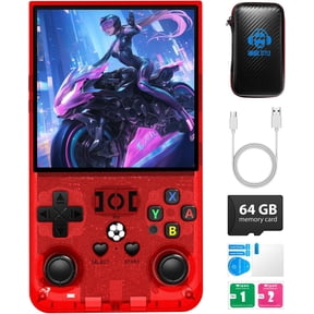 Handheld Gaming Console with 4.0 Inch Screen 64GB Storage 30+ Simulators 4000mAh Battery Transparent Red